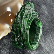 Rare Type A Burmese Jade Jadeite Old Mine Dragon Thumb Ring - 15.56g 37.5 by 15.8 by 28.2mm US 12 HK27 inner diameter 21.6mm - Huangs Jadeite and Jewelry Pte Ltd