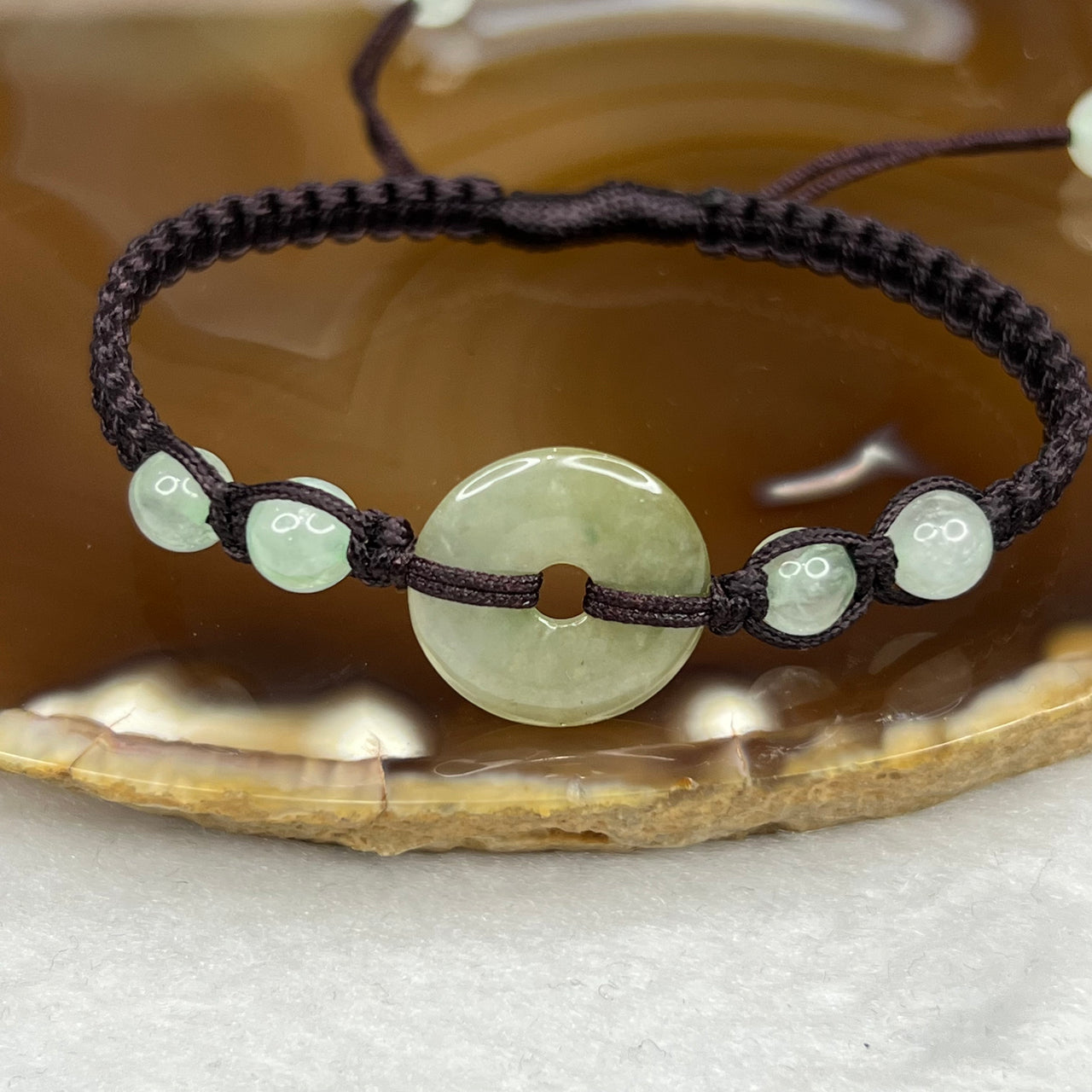 Type A Green and Yellow Jade Jadeite Ping An Kou Handmade Bracelet -3.98g 16.6 by 16.6 by 2.5 mm - Huangs Jadeite and Jewelry Pte Ltd