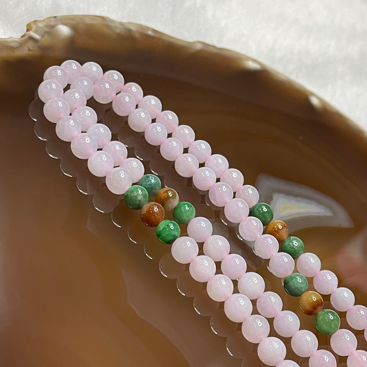 Type A Pink Jade Jadeite Necklace 32.81g 6.8mm/bead 156 beads - Huangs Jadeite and Jewelry Pte Ltd