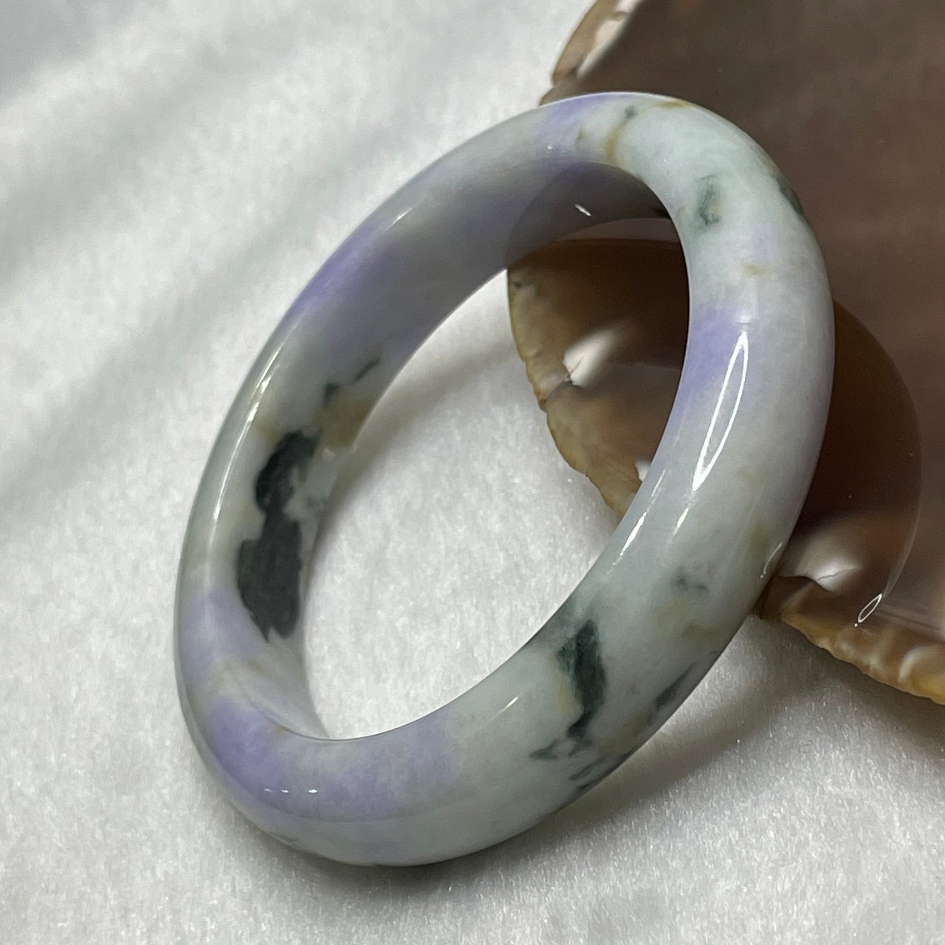 Type A Faint Green & Yellow, Lavender & Green Patches Jade Jadeite Bangle - 46.26g 51.0 by 11.5 by 8.1mm - Huangs Jadeite and Jewelry Pte Ltd