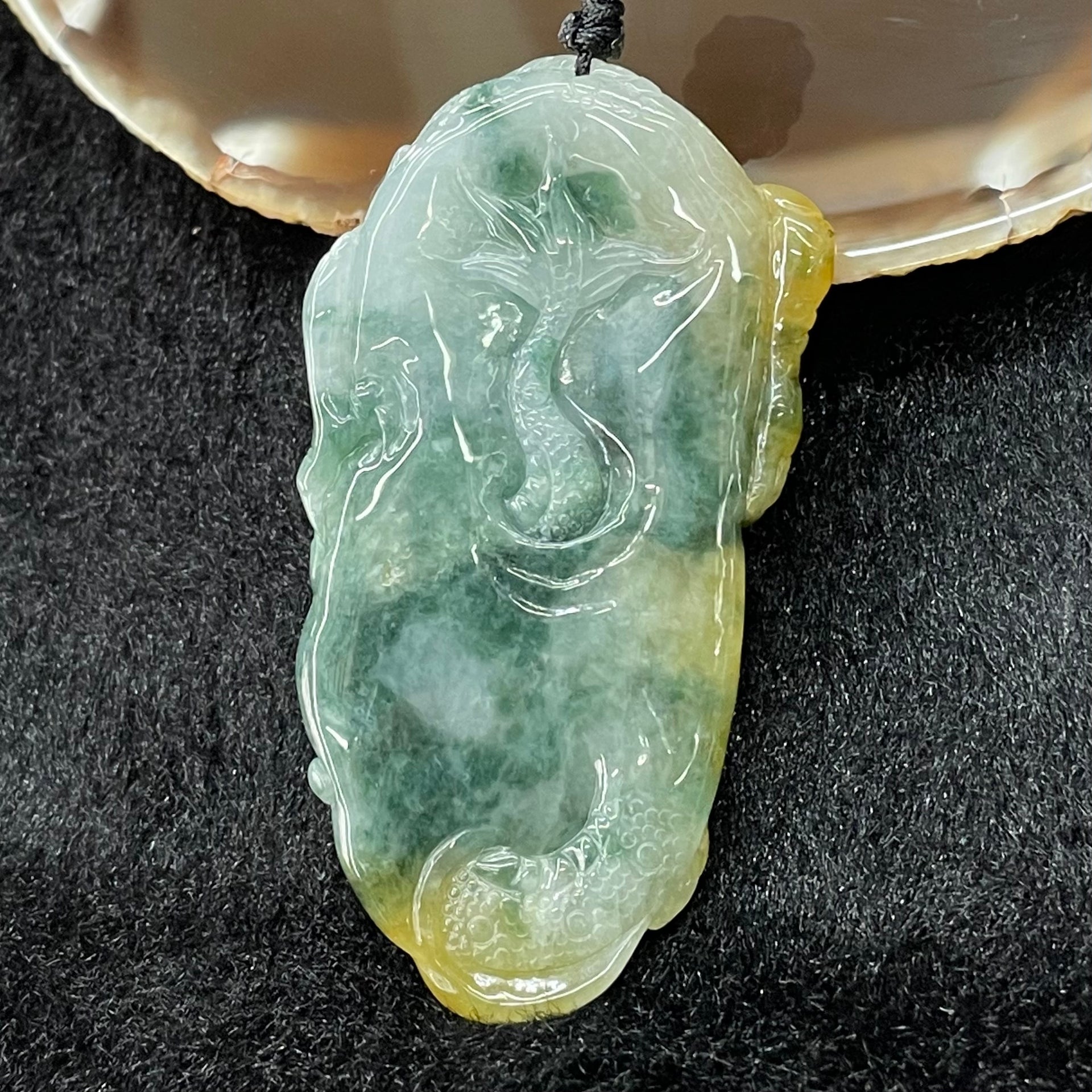 Type A Burmese Jade Jadeite Dragon Pendant - 49.86g 65.5 by 36.0 by 16.3mm - Huangs Jadeite and Jewelry Pte Ltd