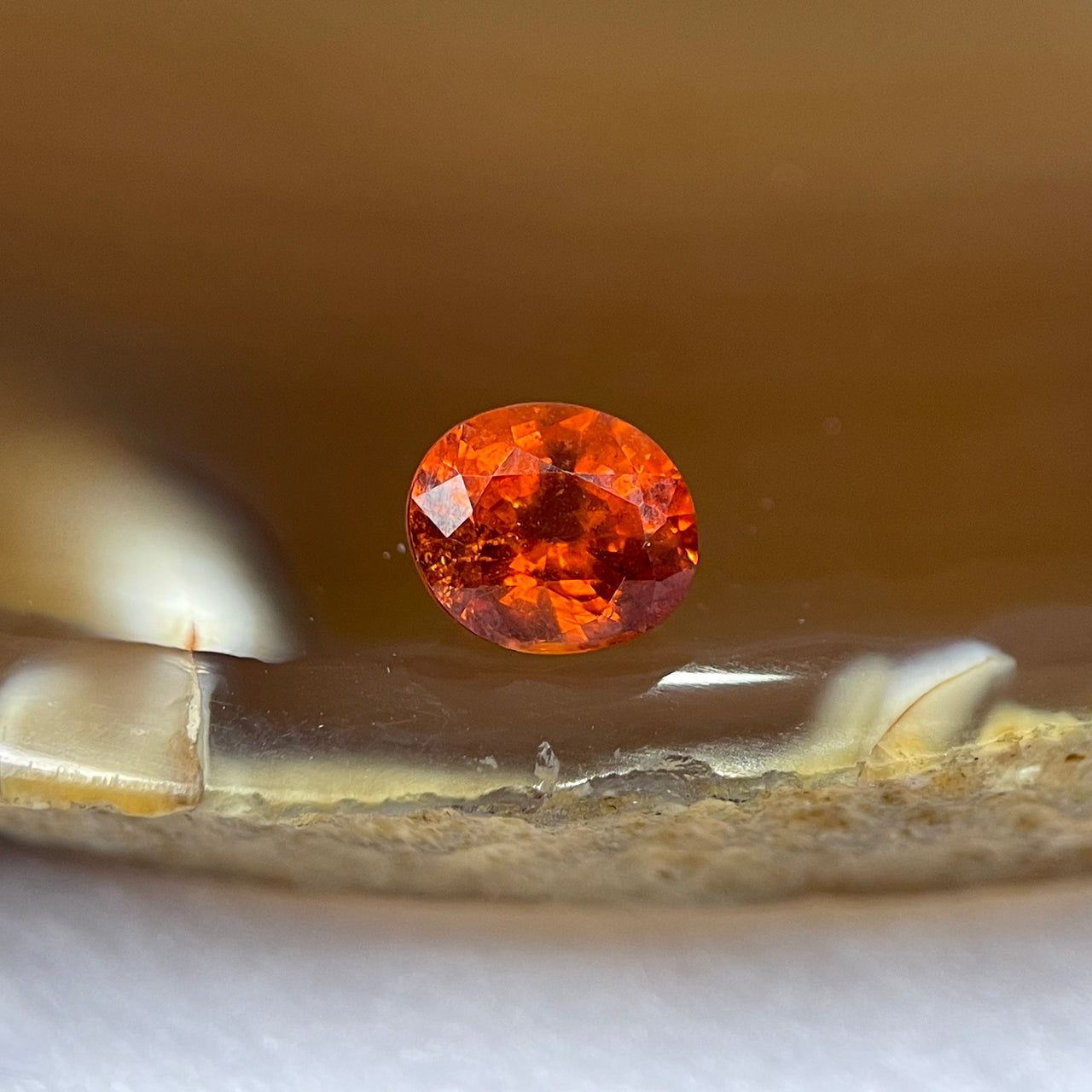 Natural Orange Red Garnet Crystal Stone for Setting - 1.20ct 6.4 by 5.2 by 3.8mm - Huangs Jadeite and Jewelry Pte Ltd