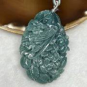 Type A RARE INTENSE Blue Jade Jadeite Phoenix Pendant 51.58g 66.4 by 45.7 by 9.9 mm Inner Diameter 53.4mm - Huangs Jadeite and Jewelry Pte Ltd