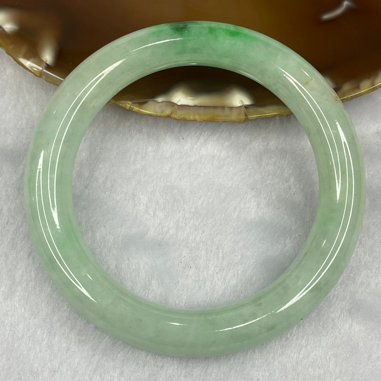 Natural Type A Apple Green with Spicy Green Bangle 65.90g Inner Diameter 55.3 mm 11.3 by 10.7mm - Huangs Jadeite and Jewelry Pte Ltd