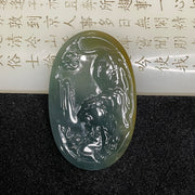 Type A Blueish Green Tiger Jade Jadeite Pendant 23.69g 62.8 by 39.9 by 5.1mm - Huangs Jadeite and Jewelry Pte Ltd