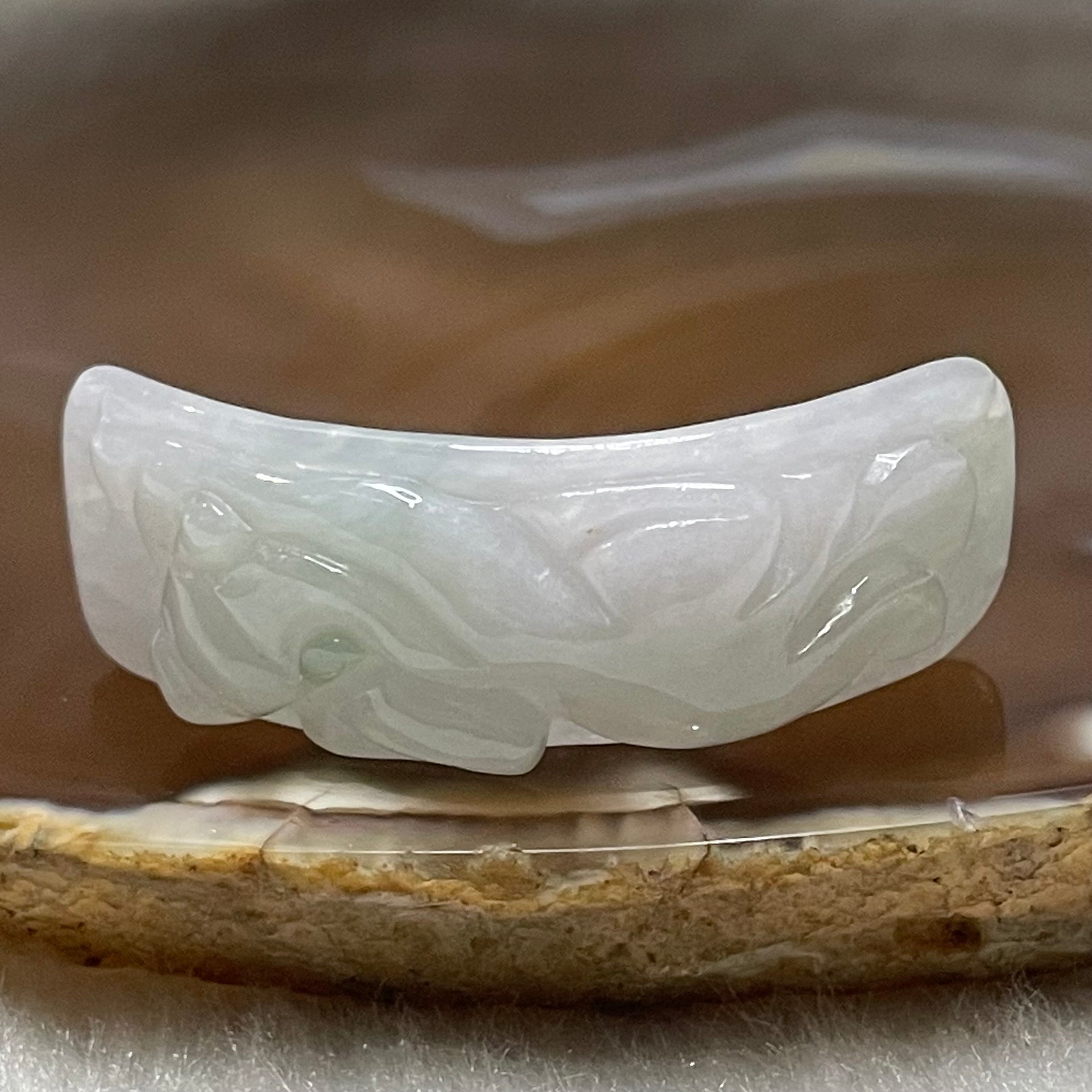 Type A Faint Green Jade Jadeite Pixiu Bracelet Piece - 7.8g 41.0 by 14.3 by 6.3mm - Huangs Jadeite and Jewelry Pte Ltd