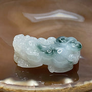 Type A Faint Green with Green Piao Hua Jade Jadeite Pixiu & Ruyi Charm - 21.77g 41.7 by 18.7 by 14.6mm - Huangs Jadeite and Jewelry Pte Ltd