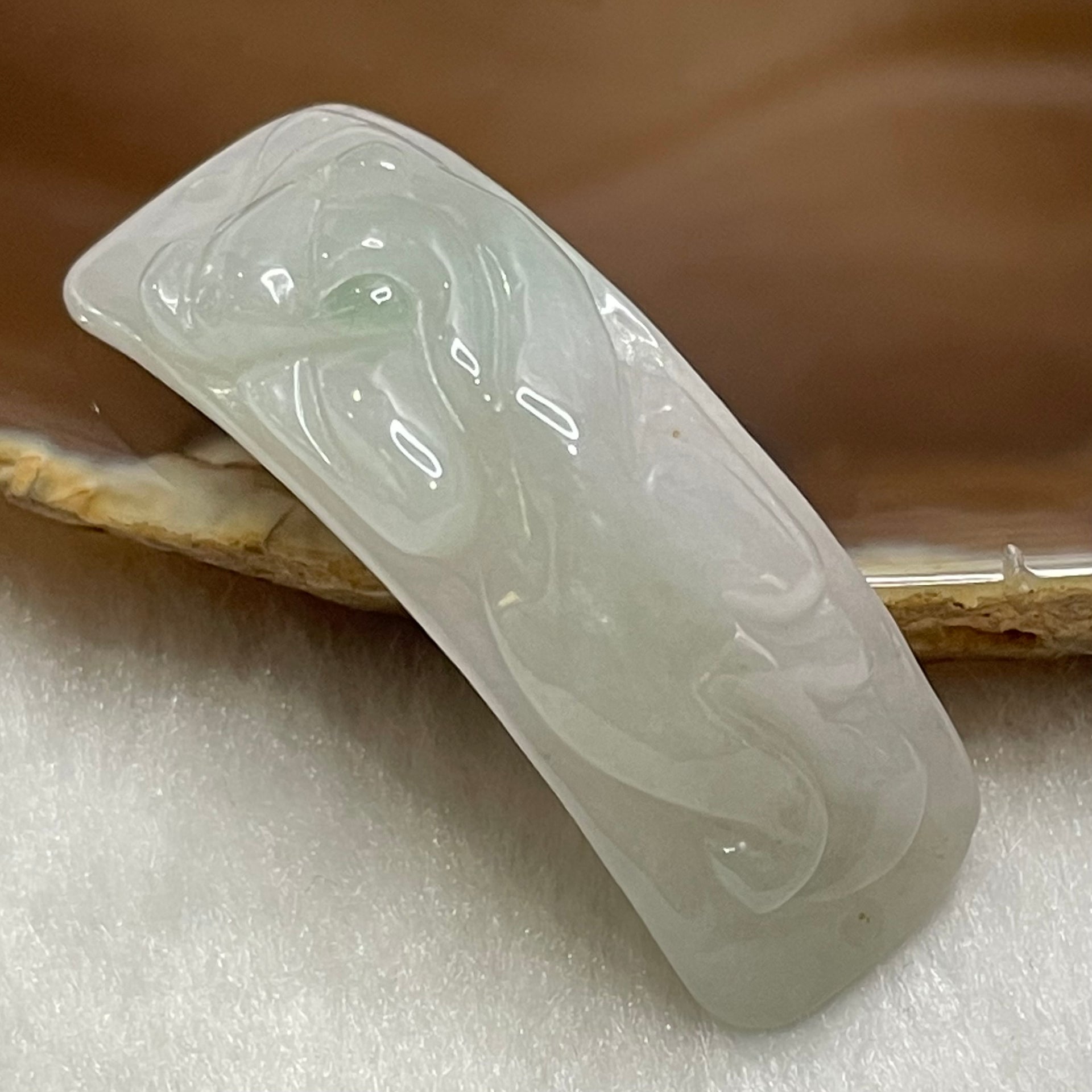 Type A Faint Green Jade Jadeite Pixiu Bracelet Piece - 7.8g 41.0 by 14.3 by 6.3mm - Huangs Jadeite and Jewelry Pte Ltd