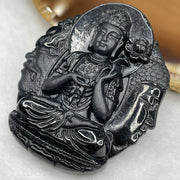 Type A Black Jade Jadeite Guan Yin Good and Evil Pendant 42.76g 50.2by 43.9 by 11.4mm - Huangs Jadeite and Jewelry Pte Ltd