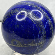 Natural Lapis Lazuli Crystal Ball Display with Stand - 1315g Dimensions with Stand: 110.0 by 92.2 by 92.2 mm Crystal Ball Dimensions: 92.2 by 92.2 mm - Huangs Jadeite and Jewelry Pte Ltd