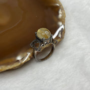 Natural Golden Rutilated Quartz 925 Silver Ring US 8 HK 17.5 6.11g 12.0 by 21.4 by 11.4mm - Huangs Jadeite and Jewelry Pte Ltd