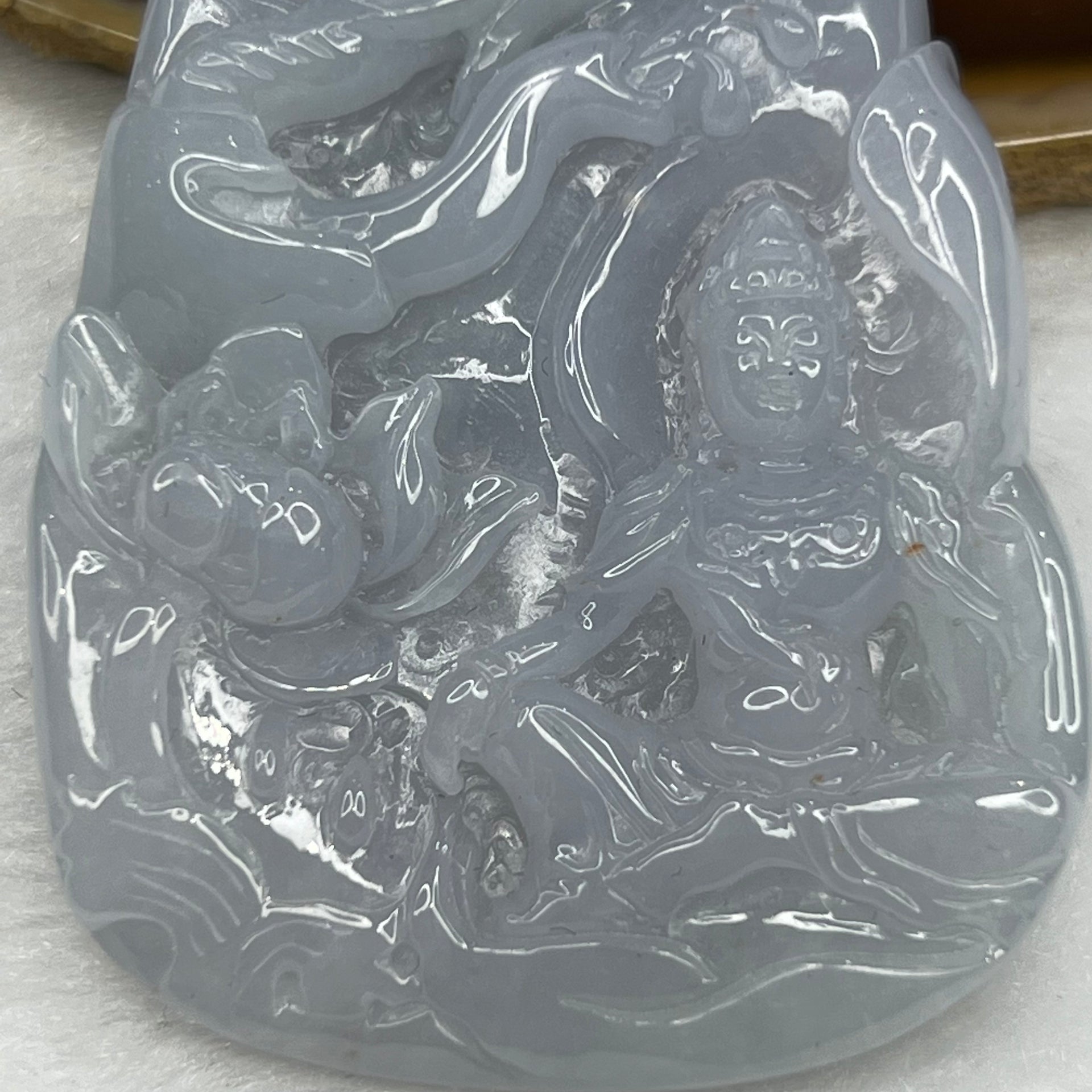 Type A Lavender Jade Jadeite Guan Yin and Elephant Pendant - 61.50 g 61.5 by 42.9 by 11.6 mm - Huangs Jadeite and Jewelry Pte Ltd