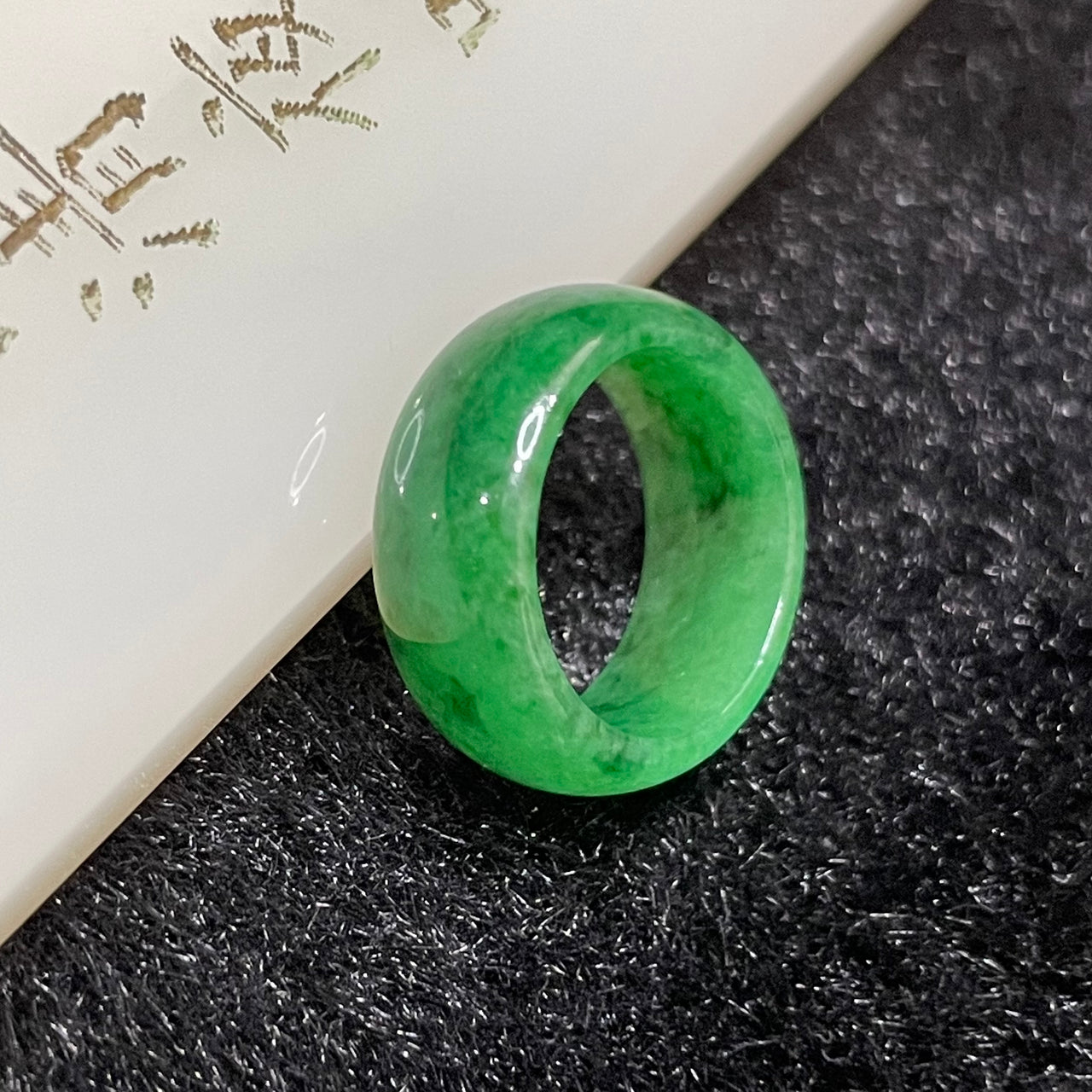 Type A Burmese Intense Green Jade Jadeite Pendant - 1.57g Inner Diameter 12.6mm - Huangs Jadeite and Jewelry Pte Ltd