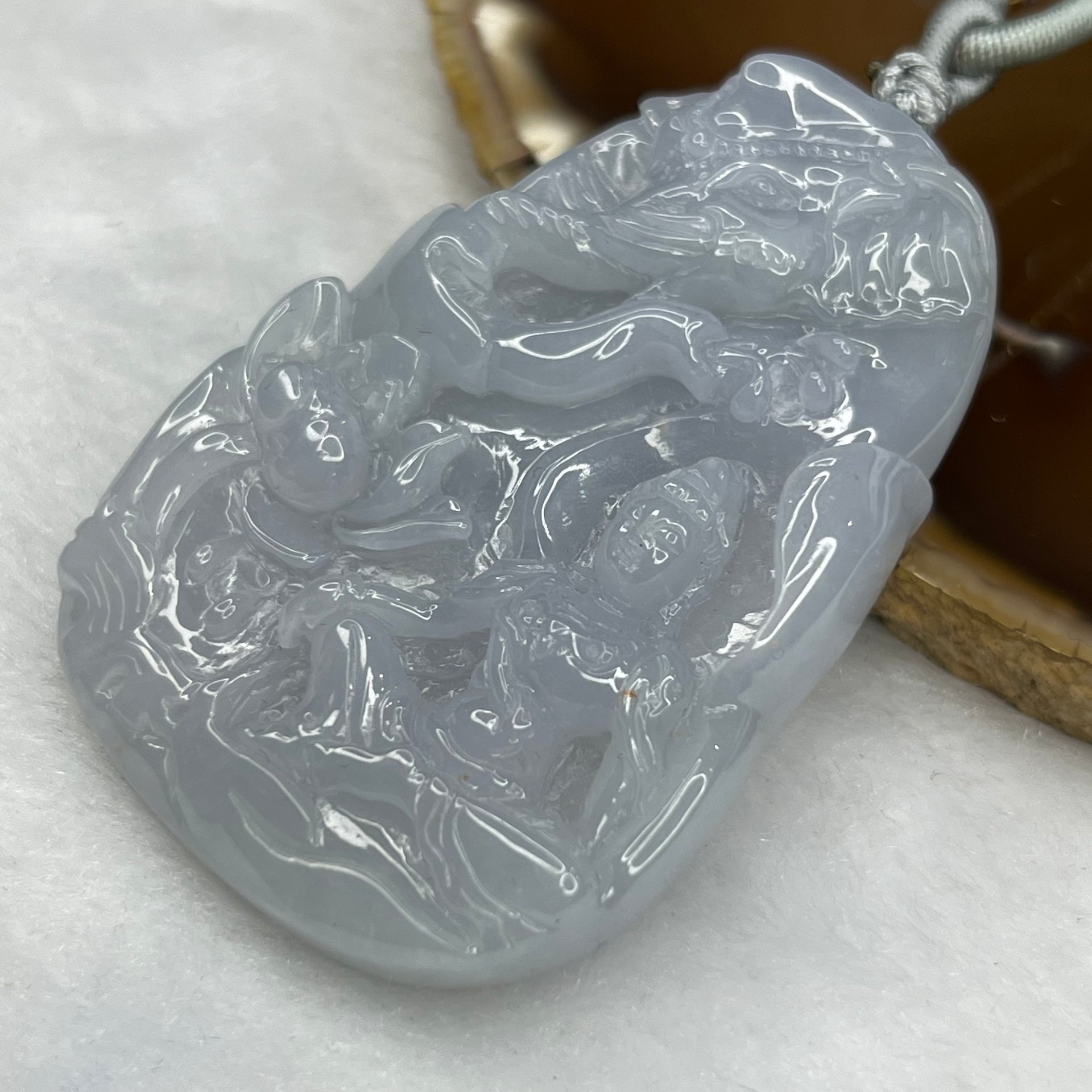 Type A Lavender Jade Jadeite Guan Yin and Elephant Pendant - 61.50 g 61.5 by 42.9 by 11.6 mm - Huangs Jadeite and Jewelry Pte Ltd