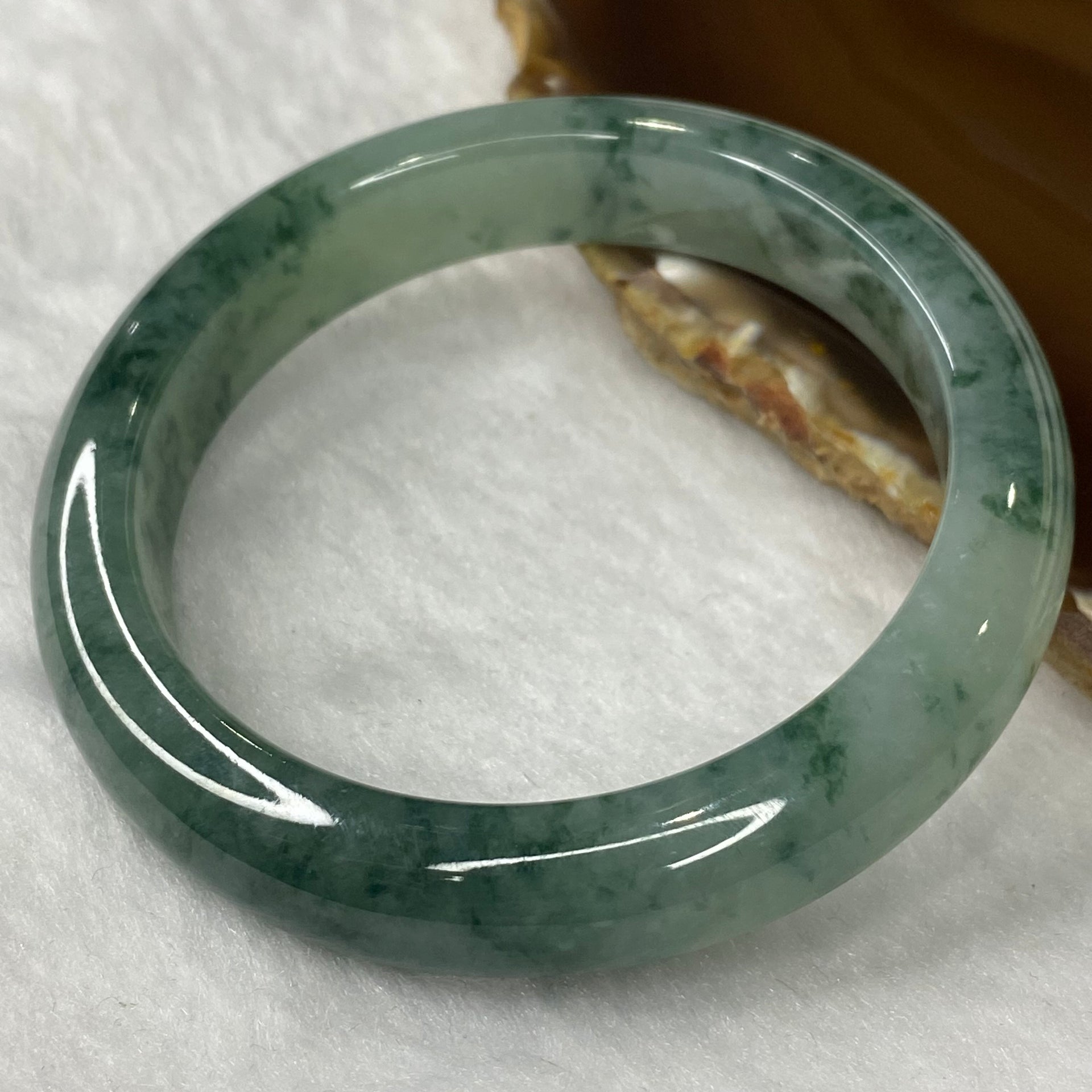 Rare High End ICY Type A Piao Hua Jadeite Bangle 60.19g 56.5mm 12.4 by 8.7mm - Huangs Jadeite and Jewelry Pte Ltd