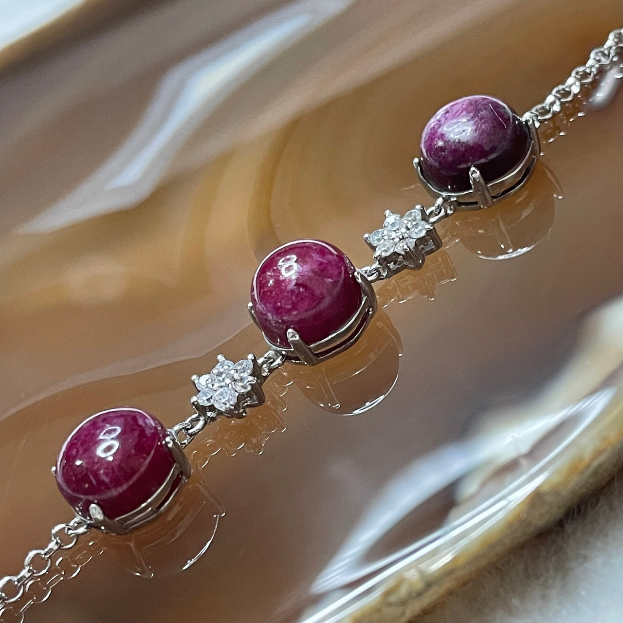 Natural Ruby 925 Sliver Bracelet 6.7g 9.7 by 9.6 by 7.2mm - Huangs Jadeite and Jewelry Pte Ltd