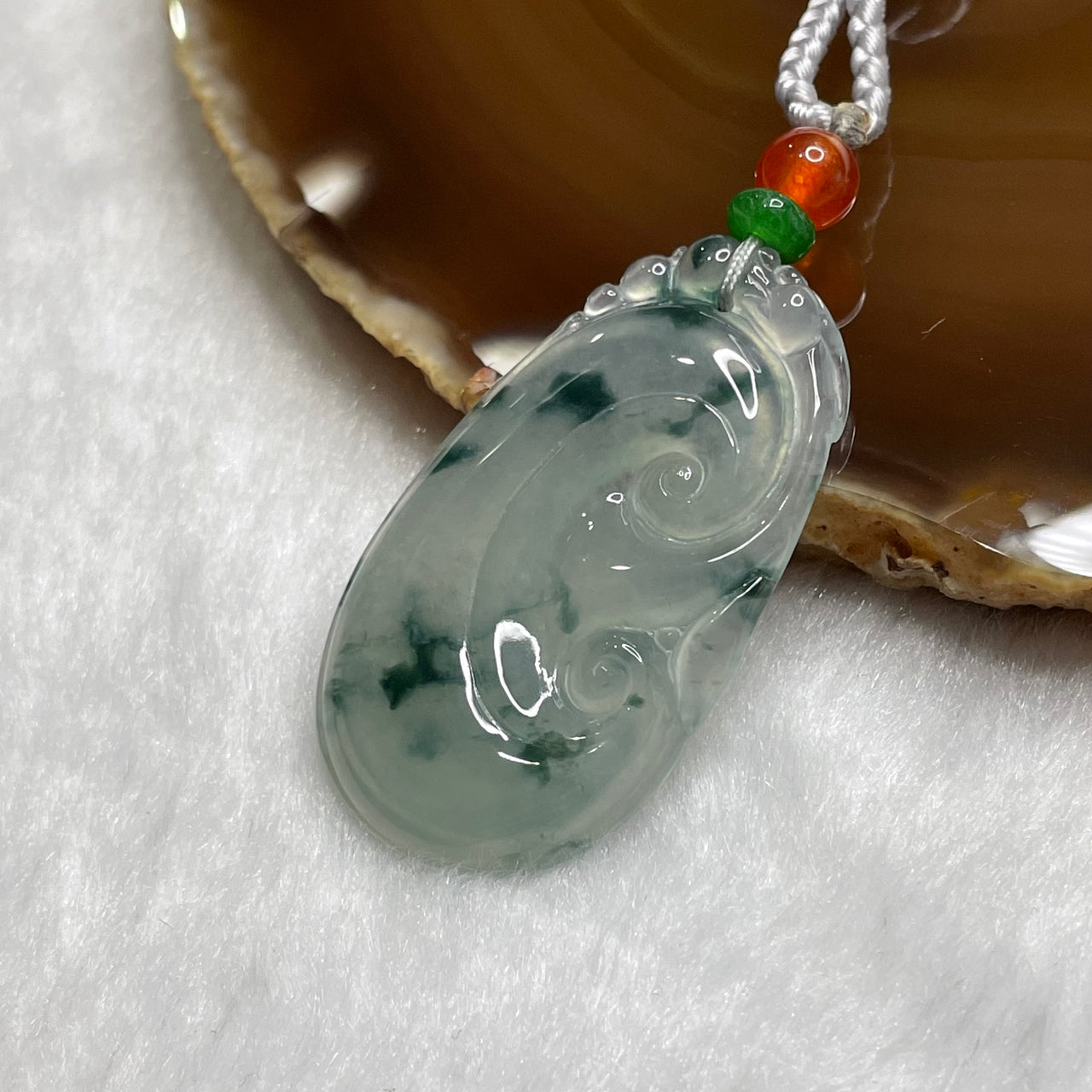 Type A Icy Blueish Green Piao Hua Ruyi Jade Jadeite 7.35g 41.9 by 23.8 by 4.3mm - Huangs Jadeite and Jewelry Pte Ltd