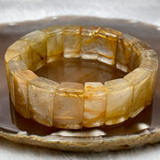 Natural Golden Rutilated Quartz Bracelet 手牌 - 71.40g 18.8 by 7.2mm/piece 18 pieces - Huangs Jadeite and Jewelry Pte Ltd