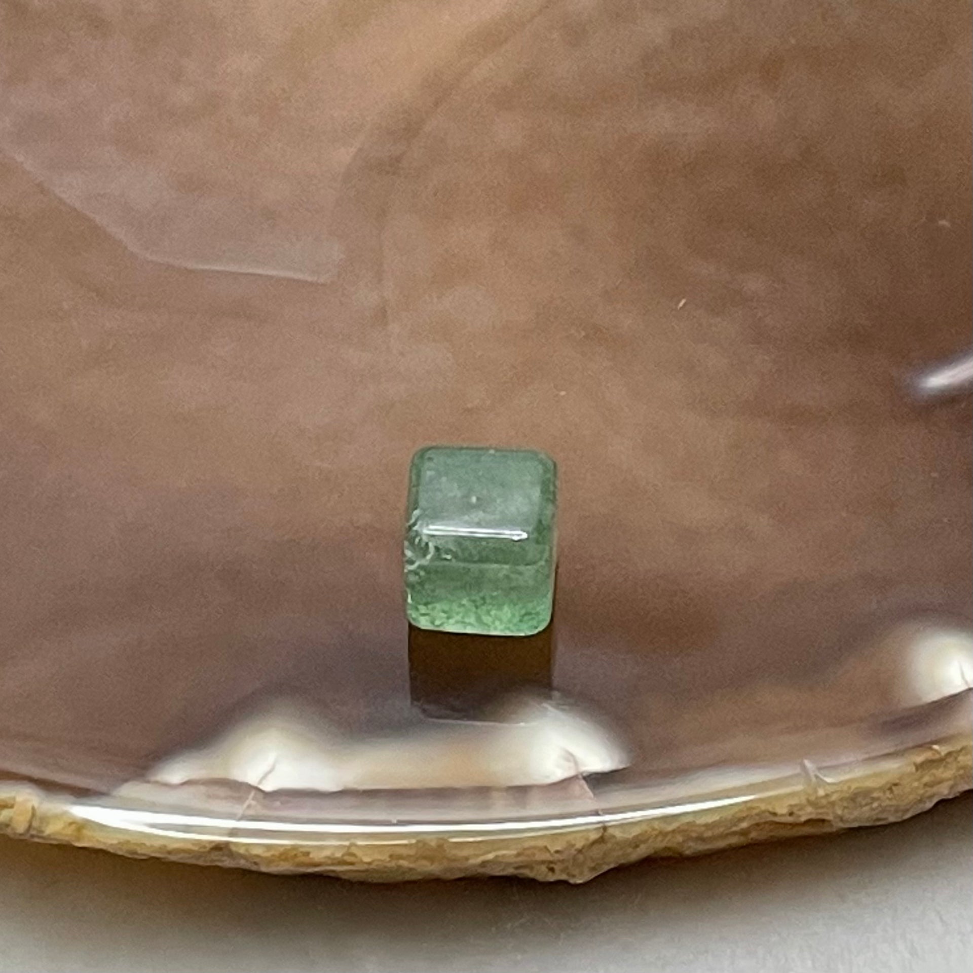 Natural Green Quartz Cube Charm - 0.9g 7.2 by 7.2 by 7.2mm - Huangs Jadeite and Jewelry Pte Ltd