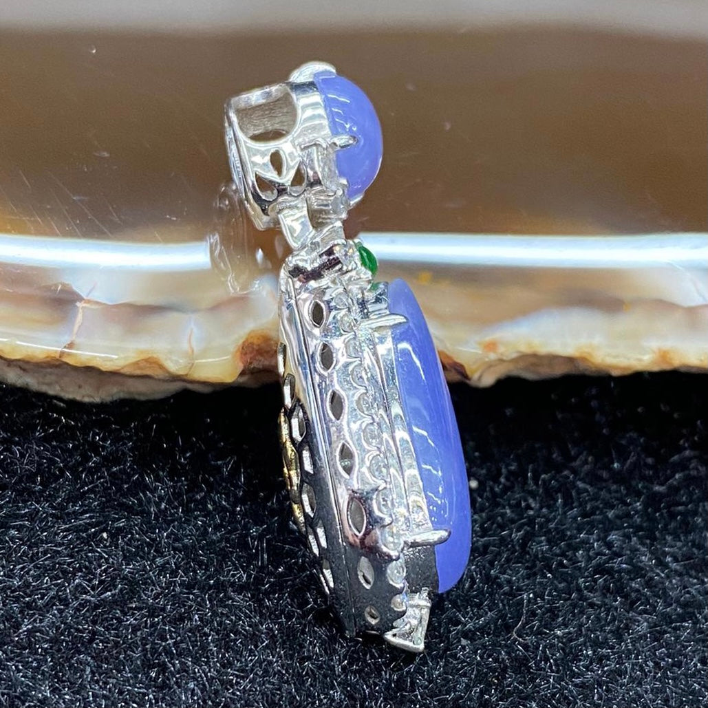 Rare High end Type A Burmese Lavender Jade Jadeite Pendant 18k white gold & diamonds with NGI Cert - 5.23g 31.7 by 12.2 by 9.4mm - Huangs Jadeite and Jewelry Pte Ltd