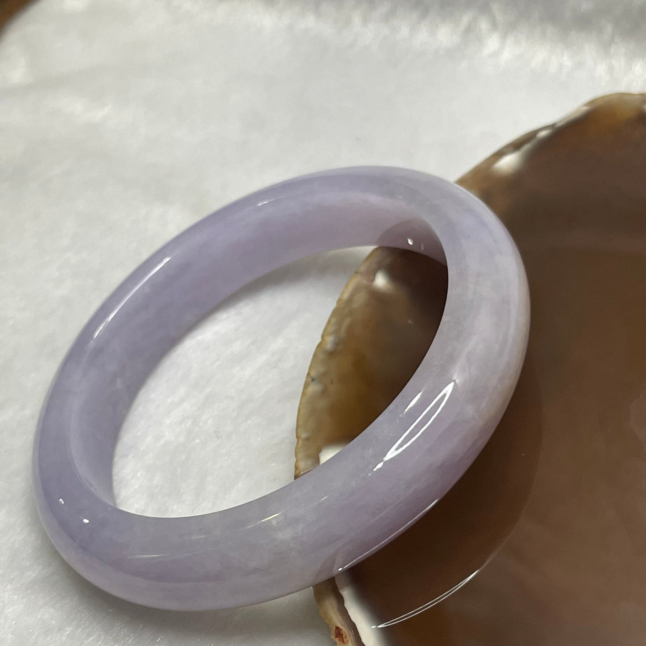 Type A Semi Icy Lavender Jade Jadeite Bangle - 60.87g Inner Diameter 56.4mm Thickness 12.5 by 8.9mm - Huangs Jadeite and Jewelry Pte Ltd