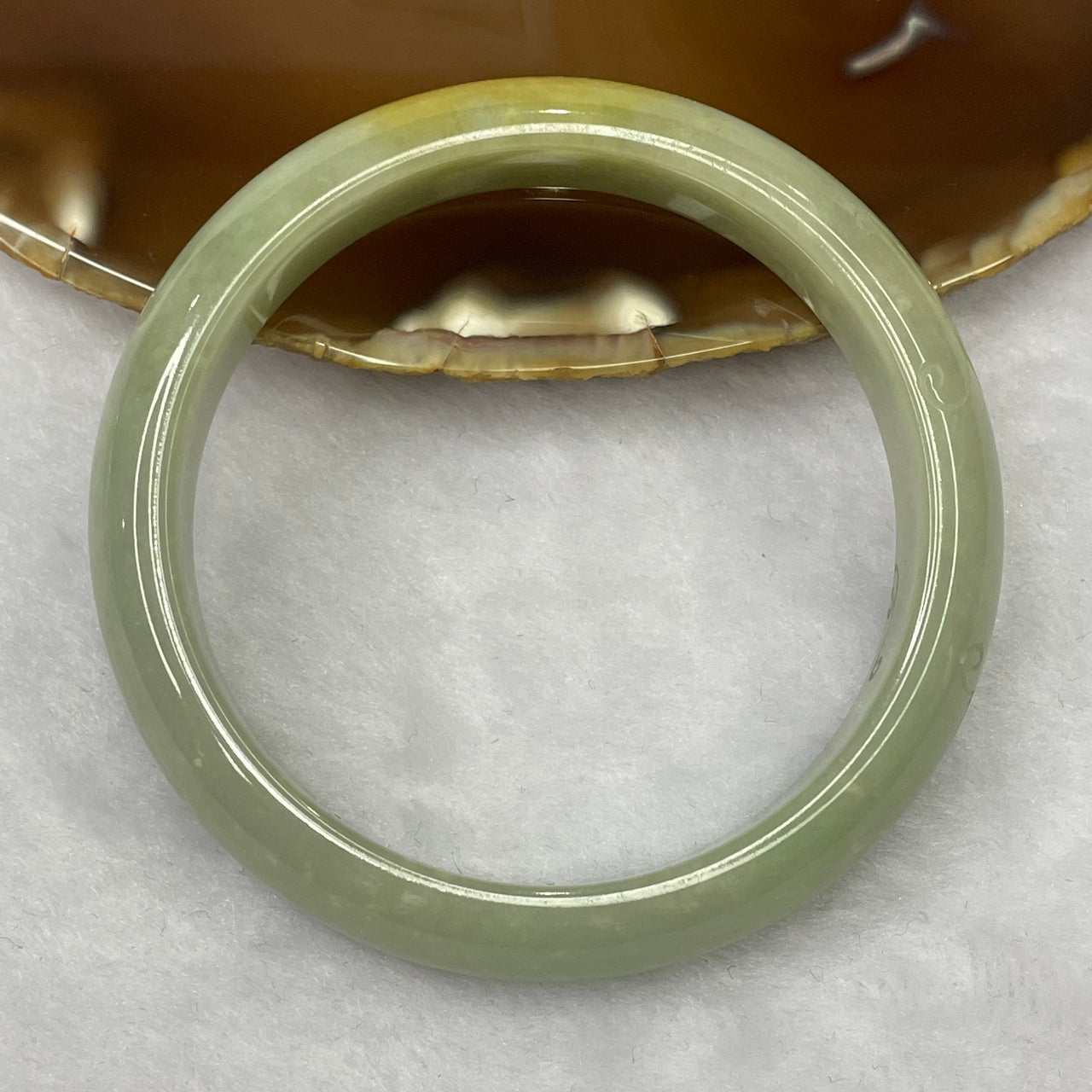 Type A Green and Yellow Jadeite Bangle 48.79g inner diameter 56.2mm 12.6 by 7.5mm - Huangs Jadeite and Jewelry Pte Ltd