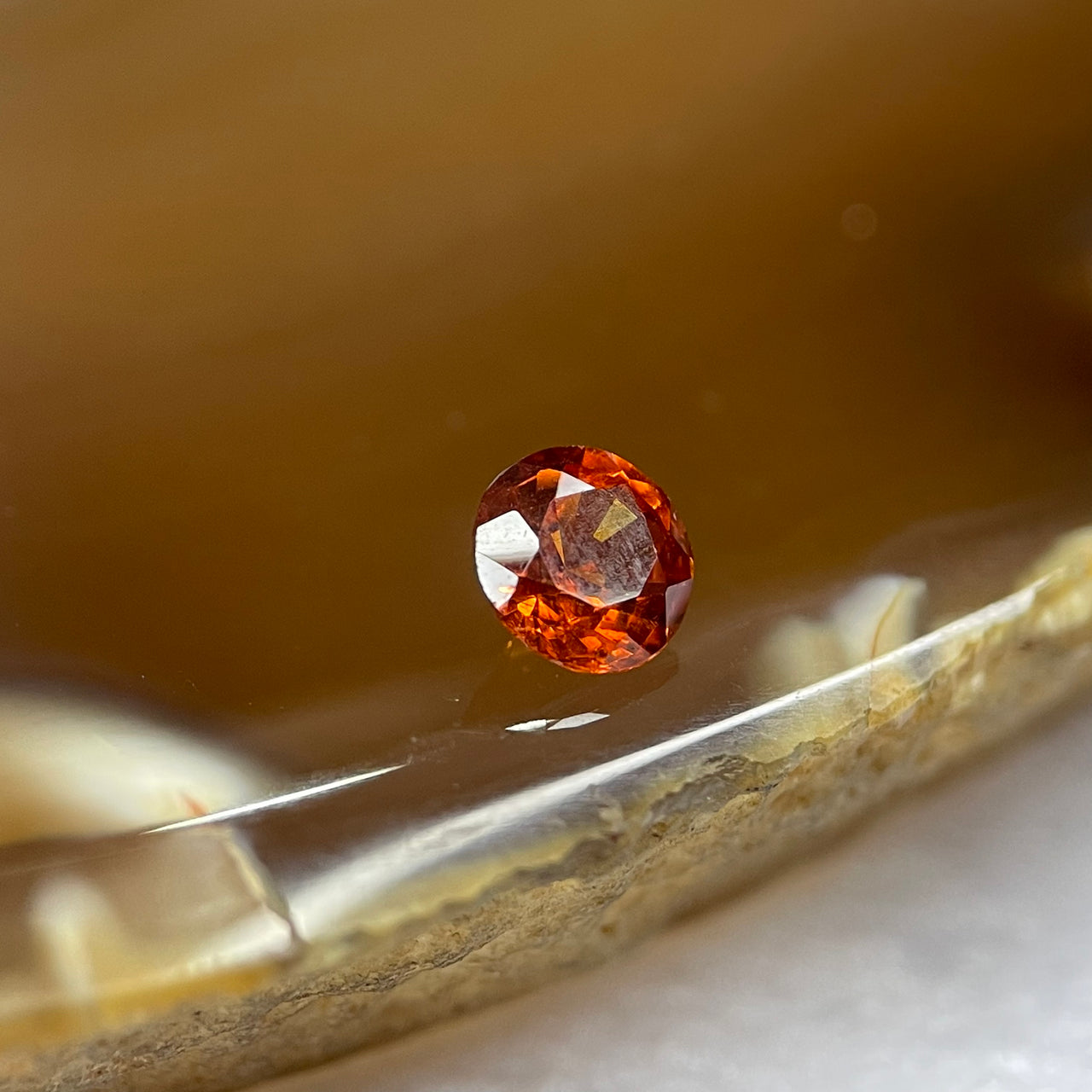 Natural Orange Red Garnet Crystal Stone for Setting - 0.70ct 4.9 by 4.9 by 3.1mm - Huangs Jadeite and Jewelry Pte Ltd