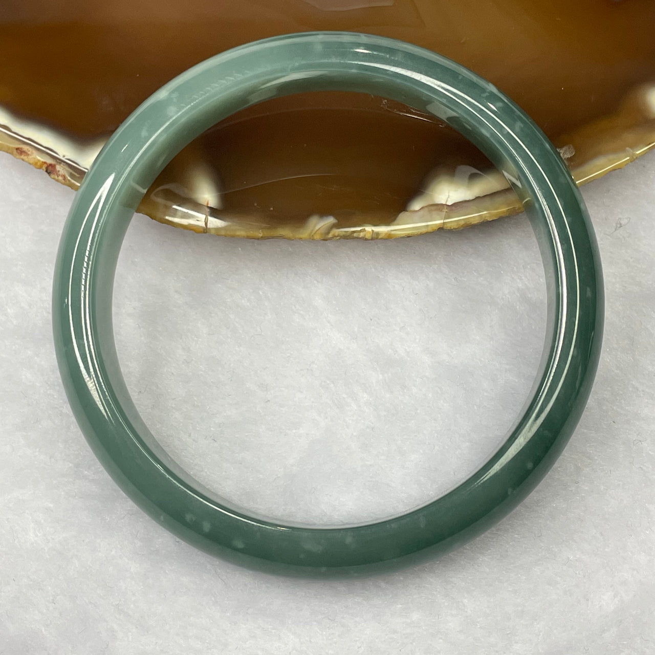 Type A Semi Icy Blueish Green Jadeite Bangle 44.83g inner diameter 58.7mm 11.6 by 6.7mm - Huangs Jadeite and Jewelry Pte Ltd