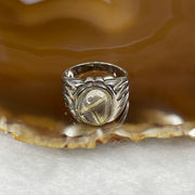 Natural Golden Rutilated Quartz 925 Silver Ring US 8 HK 18 6.49g 17.4 by 11.9 by 7.5mm - Huangs Jadeite and Jewelry Pte Ltd