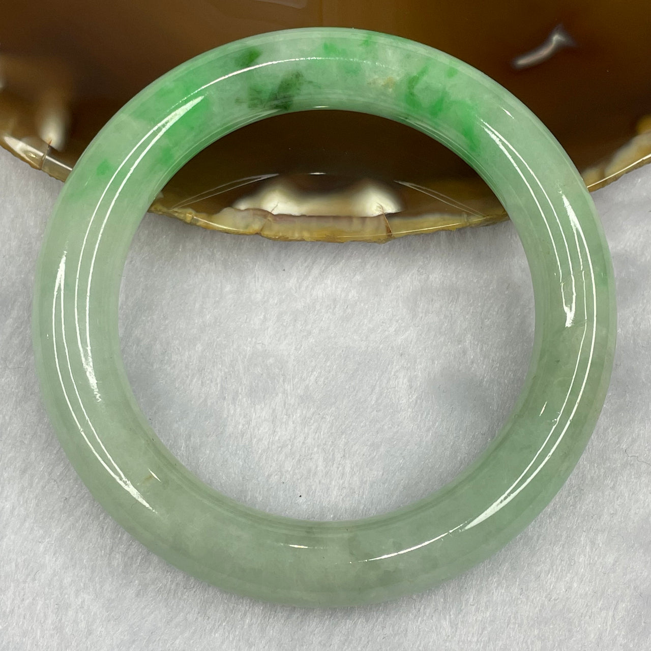 Natural Type A Apple Green with Spicy Green Bangle 59.47g Inner Diameter 55.0 mm 11.0 by 10.2mm - Huangs Jadeite and Jewelry Pte Ltd