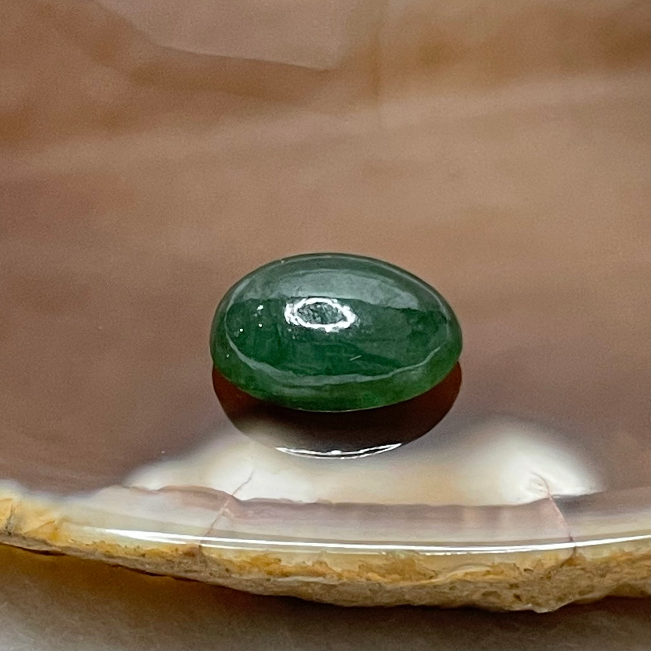 Type A Green Jade Jadeite Cabochon for Setting - 2.3g 12.9 by 8.8 by 5.2mm - Huangs Jadeite and Jewelry Pte Ltd