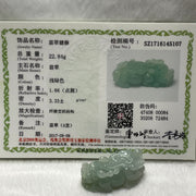 Type A Faint Green Pixiu with Ruyi Jade Jadeite Pendant - 22.84g 41.9 by 20.7 by 14.6mm - Huangs Jadeite and Jewelry Pte Ltd