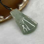 Type A Semi Icy Green Bamboo Pendant - 7.02g 39.0 by 23.3 by 5.4mm - Huangs Jadeite and Jewelry Pte Ltd