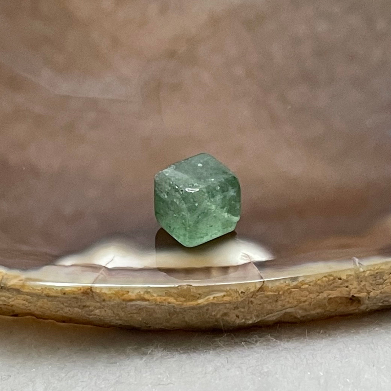 Natural Green Quartz Cube Charm - 0.9g 7.1 by 7.1 by 7.1mm - Huangs Jadeite and Jewelry Pte Ltd