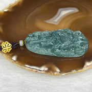 Grand Master Certified Type A Semi Icy Blueish Green Jade Jadeite Guan Yin with 9 Dragons Pendant 53.82g 73.0 by 39.0 by 10.0 mm - Huangs Jadeite and Jewelry Pte Ltd