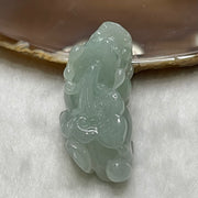 Type A Faint Green Pixiu with Ruyi Jade Jadeite Pendant - 22.84g 41.9 by 20.7 by 14.6mm - Huangs Jadeite and Jewelry Pte Ltd