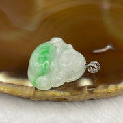 Type A Spicy Green Piao Hua Jade Jadeite Milo Buddha with 18K Gold Clasp -  6.11g 23.4 by 28.1 by 6.6mm - Huangs Jadeite and Jewelry Pte Ltd