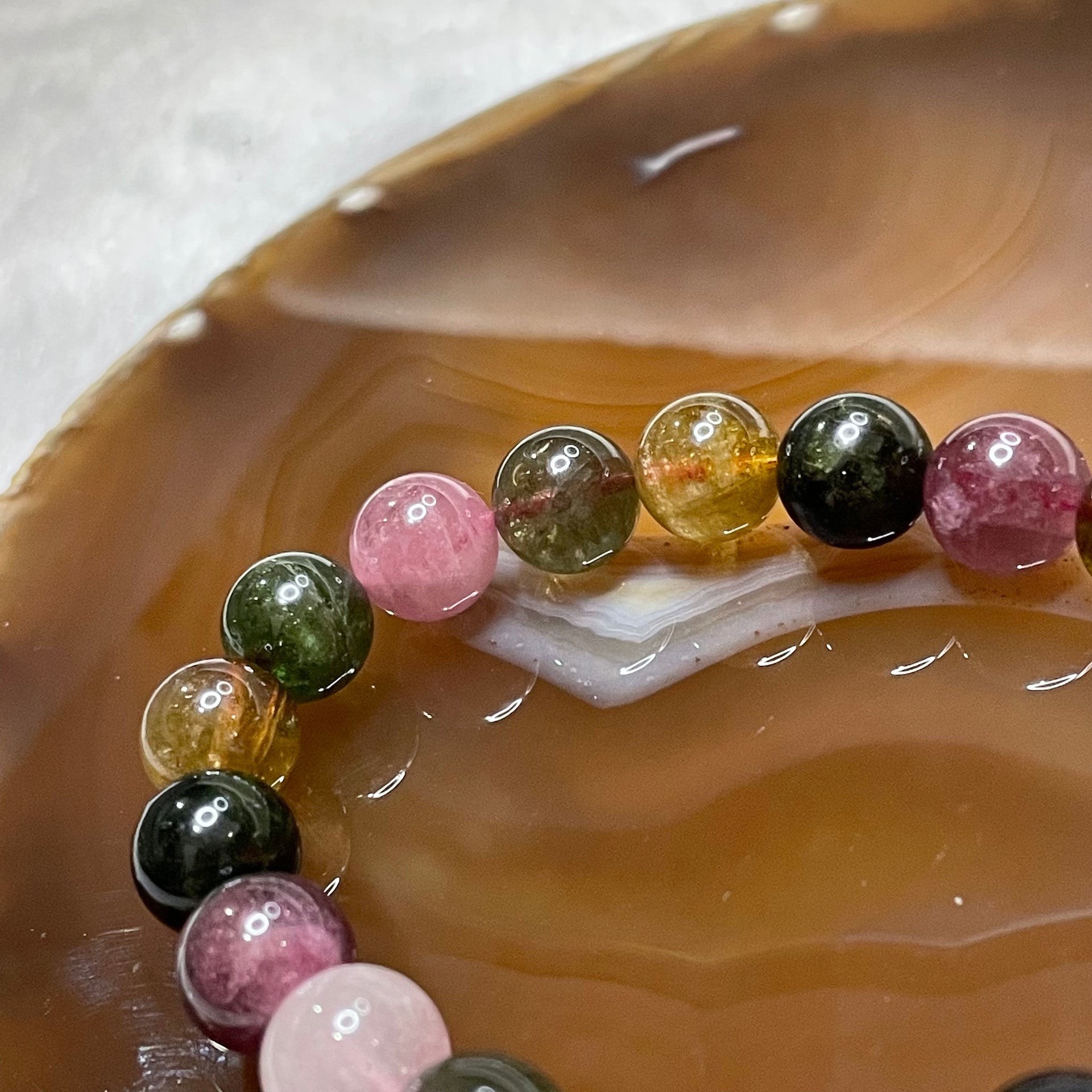 Natural Tourmaline Crystal Bracelet 电气石 32.89g 10.3mm/bead 19 beads - Huangs Jadeite and Jewelry Pte Ltd