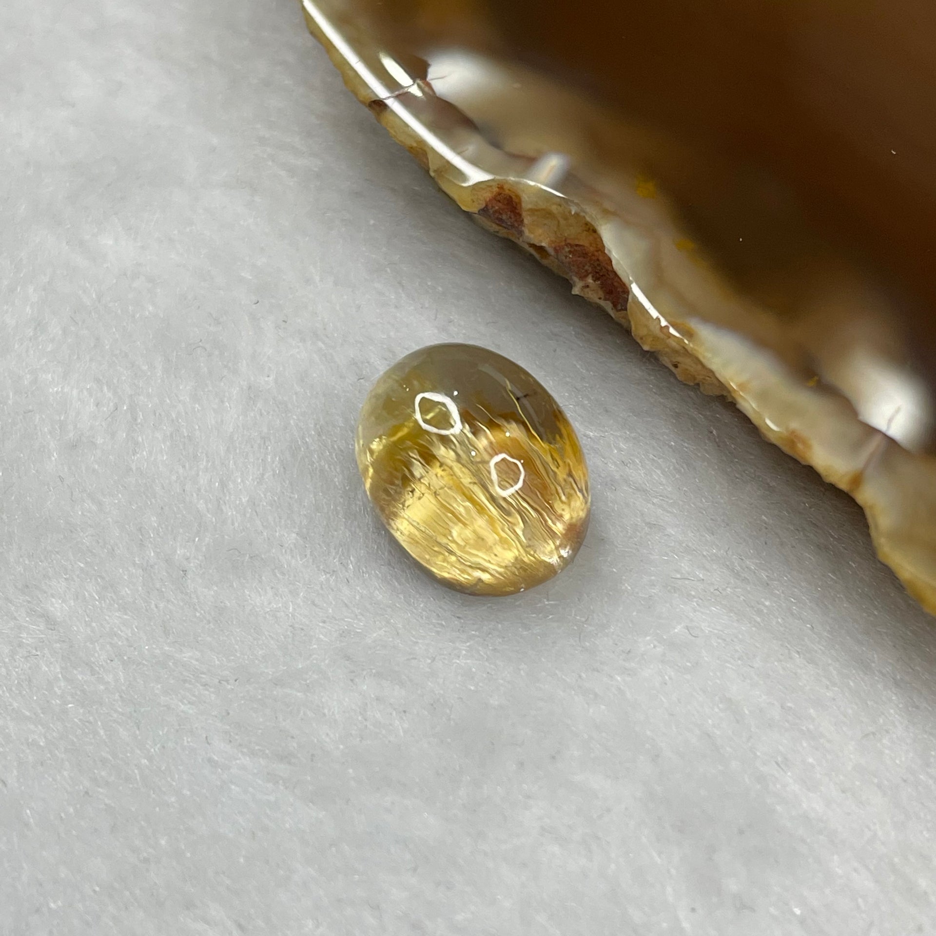 Natural Golden Rutilated Quartz Stone 2.72g 14.9 by 11.6 by 9.6mm - Huangs Jadeite and Jewelry Pte Ltd