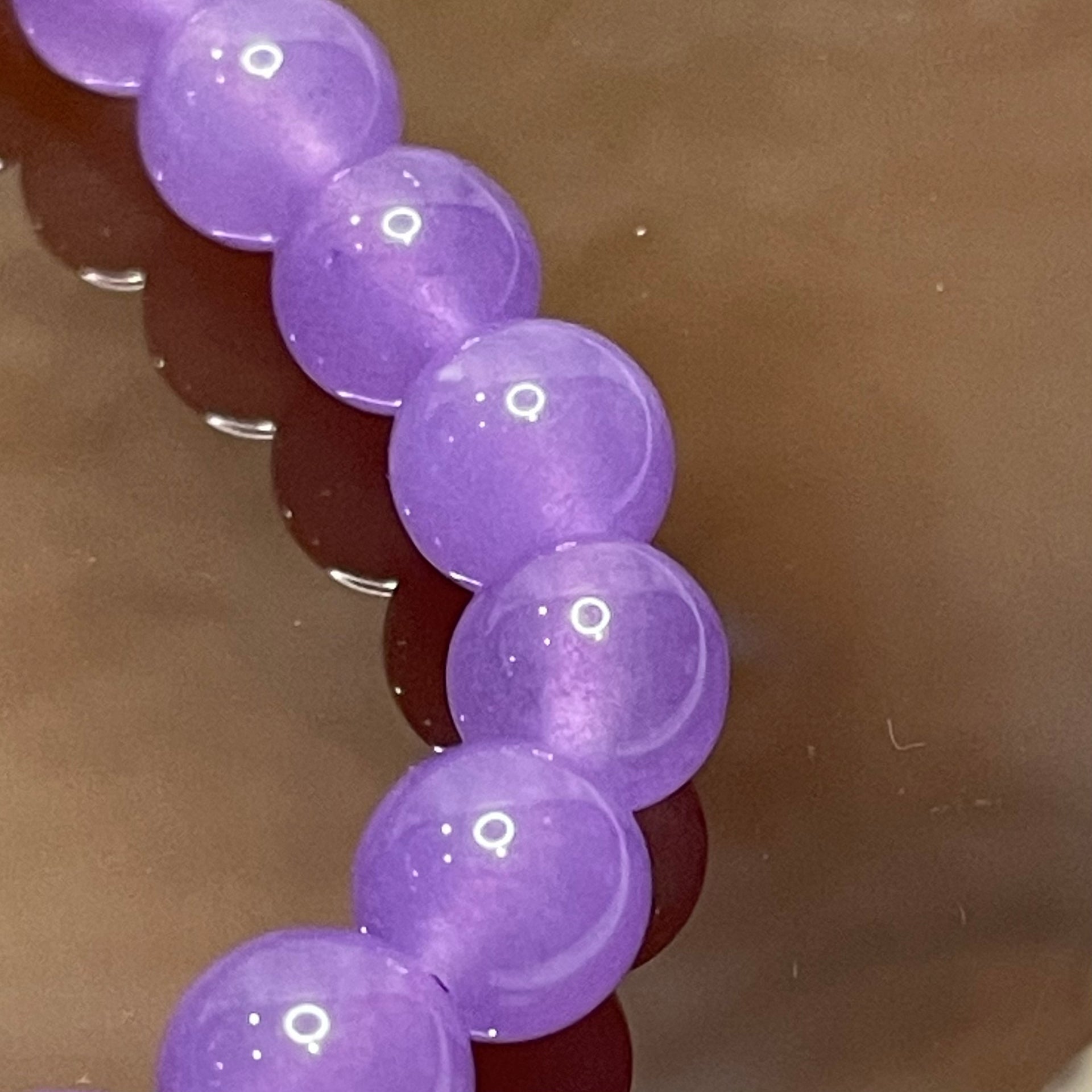 Natural Purple Crystal Beads Bracelet - 17.7g 8.3mm/bead 23 beads - Huangs Jadeite and Jewelry Pte Ltd