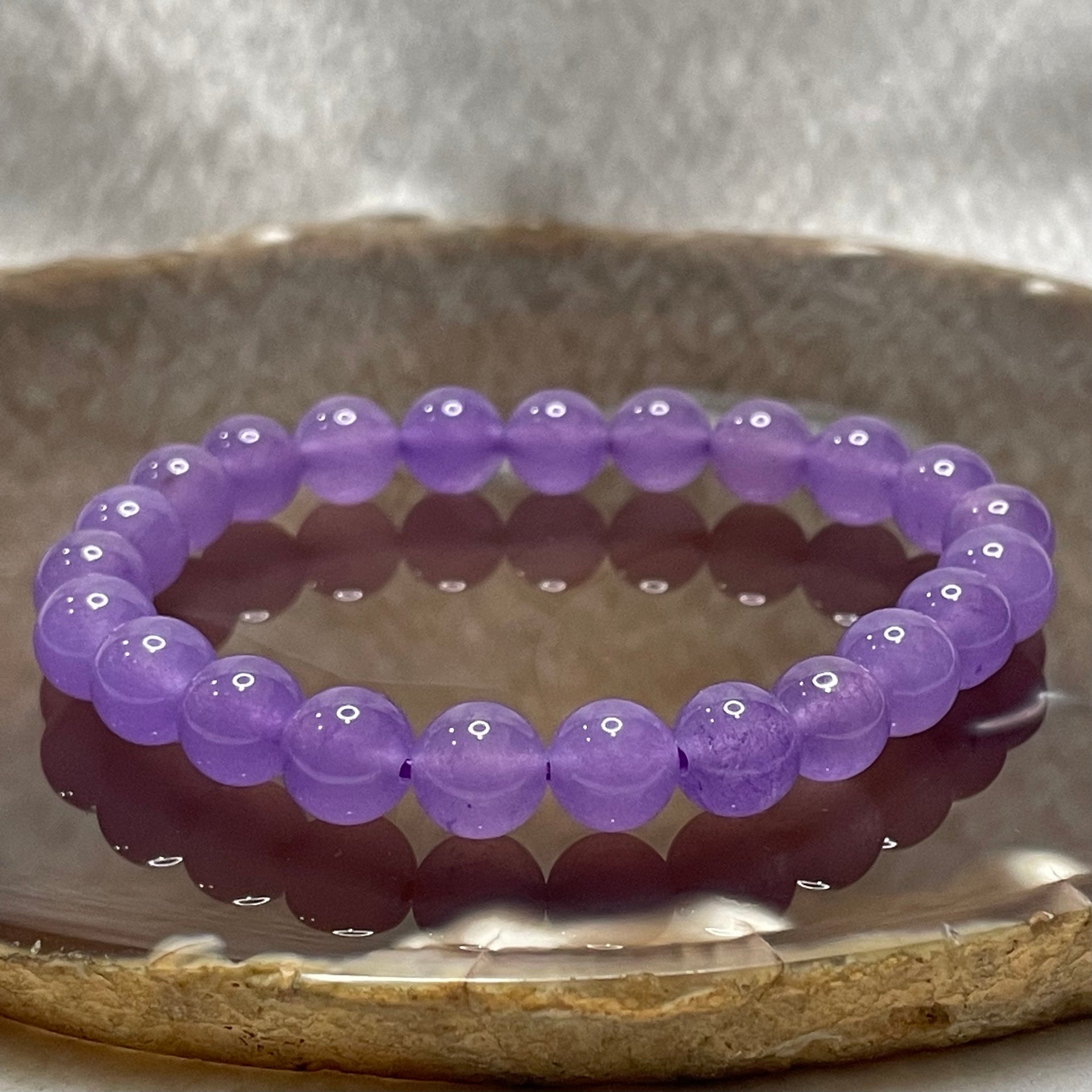 Natural Purple Crystal Beads Bracelet - 17.7g 8.3mm/bead 23 beads - Huangs Jadeite and Jewelry Pte Ltd