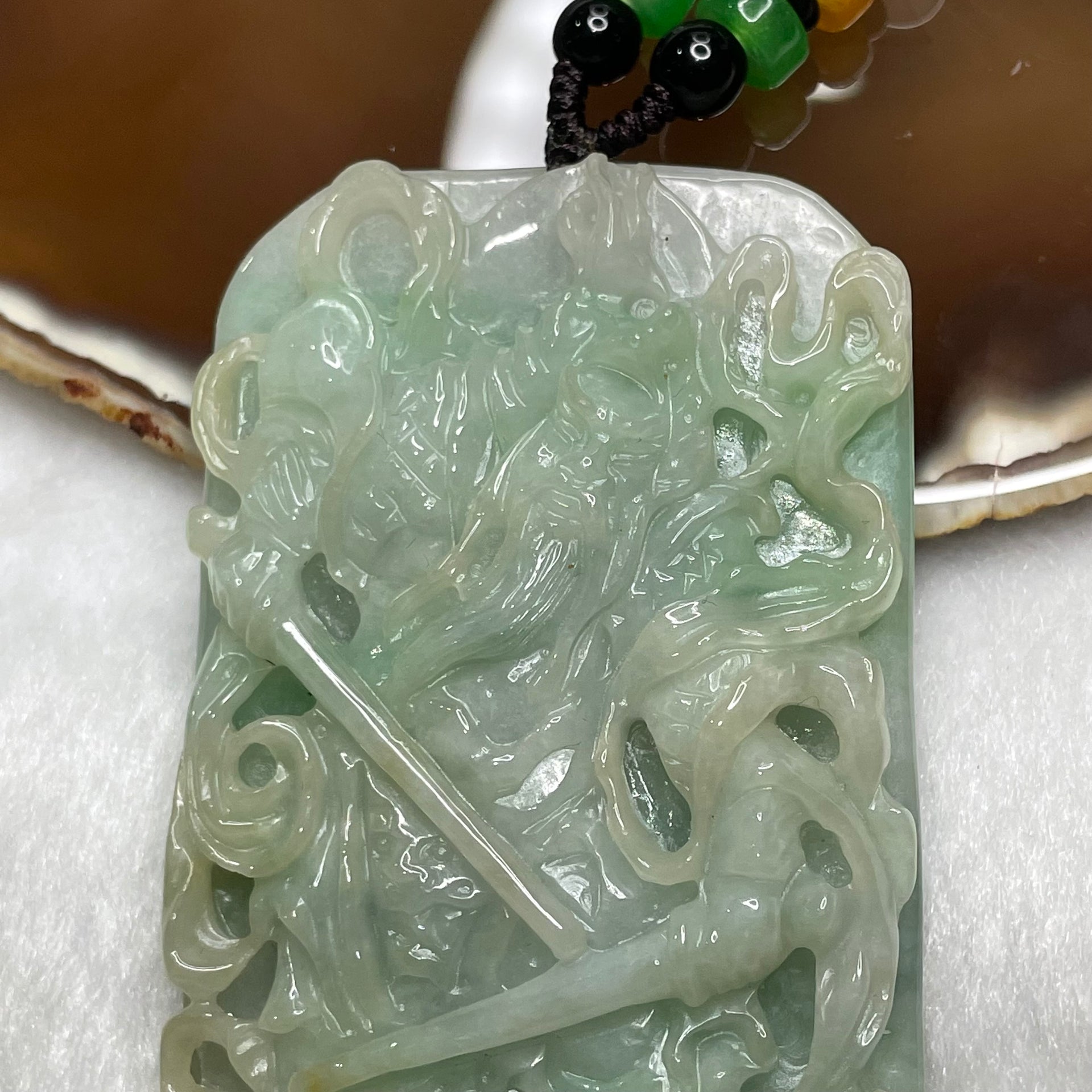 Rare Carving Type A Yellow & Green Jade Jadeite Menshen (门神) 113.35g 81.0 by 44.4 by 12.7mm - Huangs Jadeite and Jewelry Pte Ltd