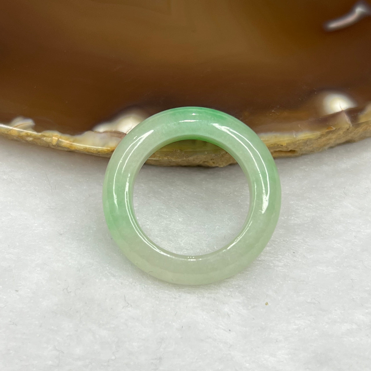 Type A Green Jade Jadeite Ring with Apple Green Patches - 5.95g US 8 HK 17.5 Inner Diameter 17.8mm Thickness 6.8 by 4.5mm - Huangs Jadeite and Jewelry Pte Ltd