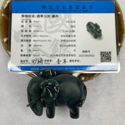 Type A Blueish Green Jade Jadeite Elephant Display - 156.60g 64.6 by 35.1 by 51.8mm - Huangs Jadeite and Jewelry Pte Ltd