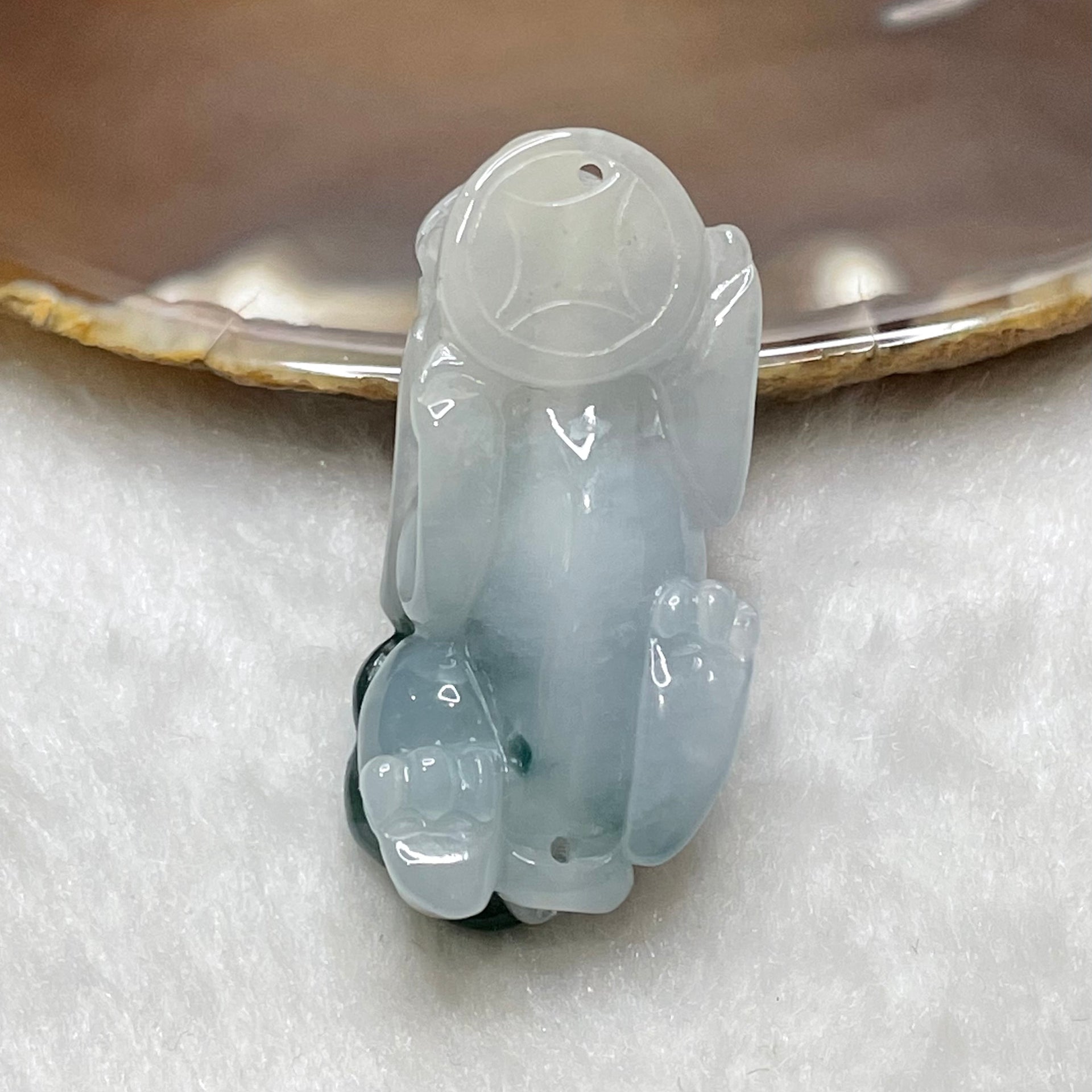 Type A Faint Green with Green Piao Hua Jade Jadeite Pixiu & Ruyi Charm - 21.77g 41.7 by 18.7 by 14.6mm - Huangs Jadeite and Jewelry Pte Ltd