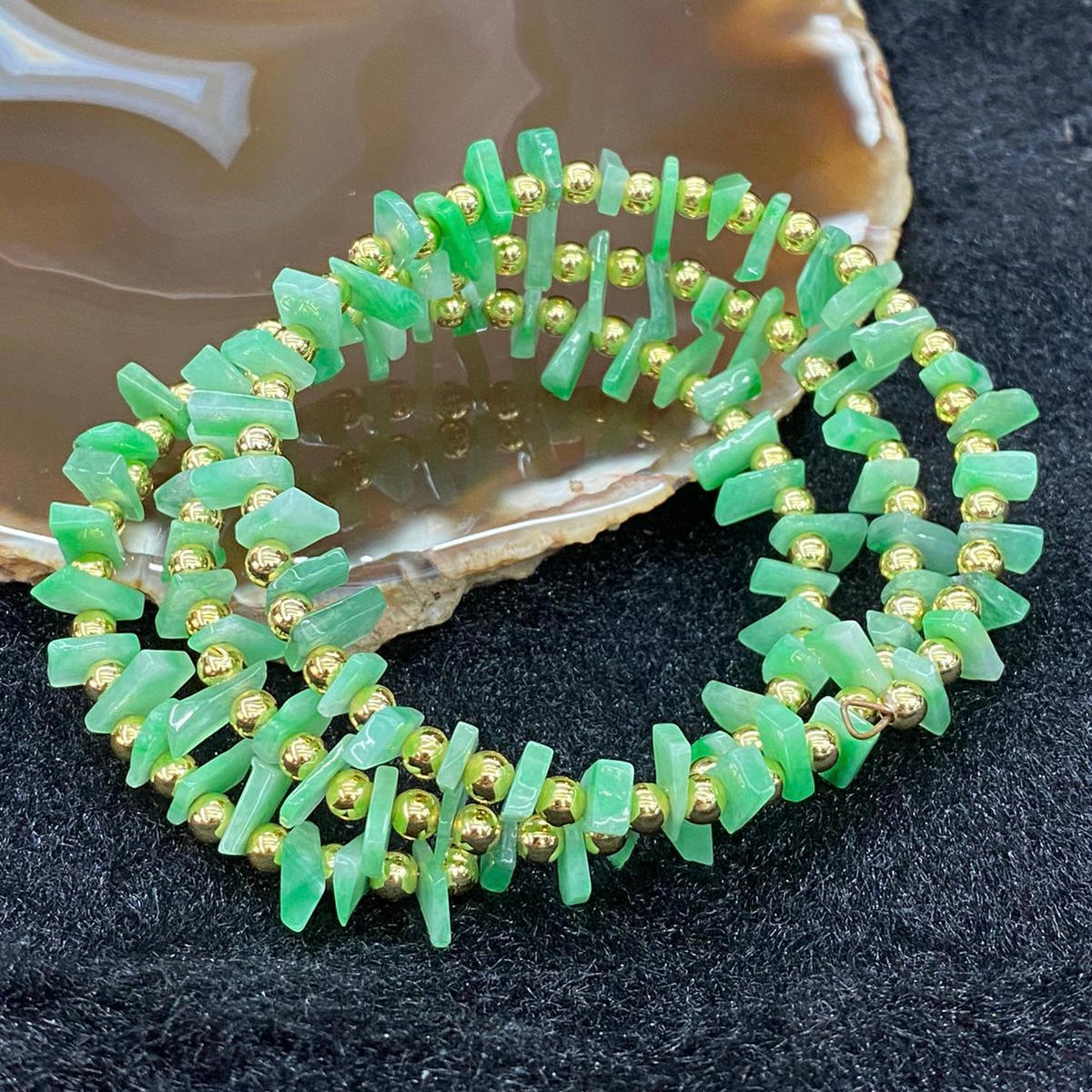 Type A Burmese Apple Green Jade Jadeite Copper Bracelet - 31.07g size adjustable - Huangs Jadeite and Jewelry Pte Ltd