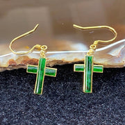 Type A Burmese Jade Jadeite Cross earrings 18k gold - 1.24g each about 13.1 by 10.1 by 1.4mm - Huangs Jadeite and Jewelry Pte Ltd