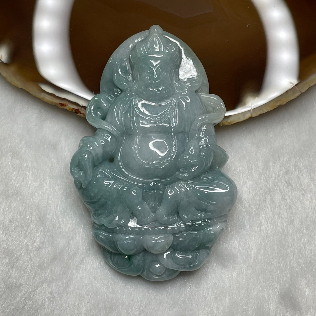 Type A Blueish Green Jambhala God of Wealth Jade Jadeite 82.76g 78.2 by 51.5 by 12.1mm - Huangs Jadeite and Jewelry Pte Ltd