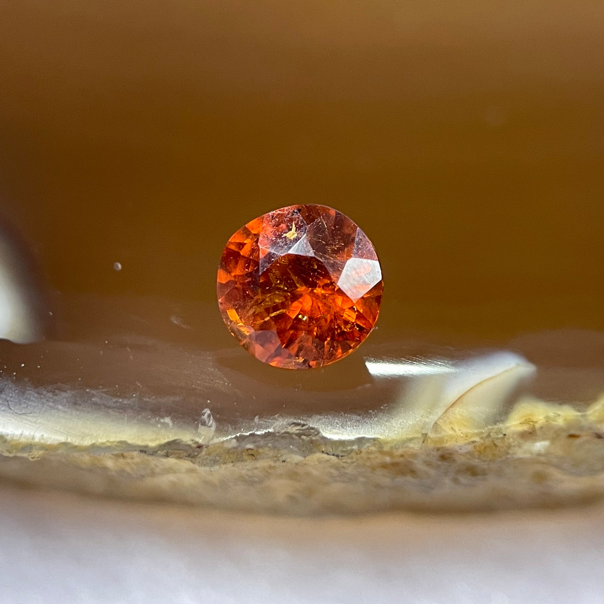 Natural Orange Red Garnet Crystal Stone for Setting - 0.80ct 4.9 by 4.9 by 3.6mm - Huangs Jadeite and Jewelry Pte Ltd