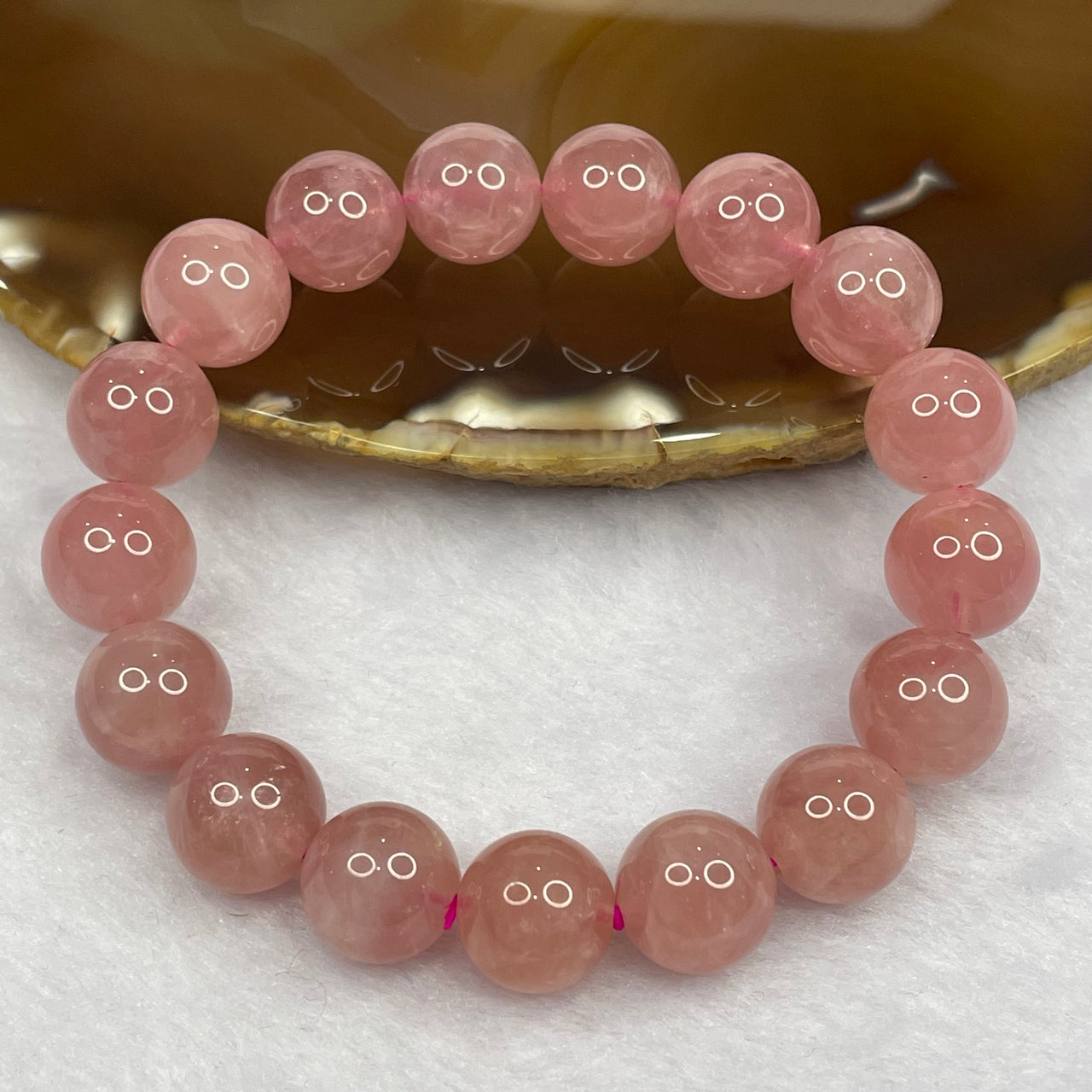 Natural Rose Quartz Bracelet - 42.09g 12.2mm/bead 17 Beads - Huangs Jadeite and Jewelry Pte Ltd